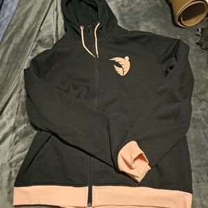 Angel City Black Zip Hoodie with Peach Logo